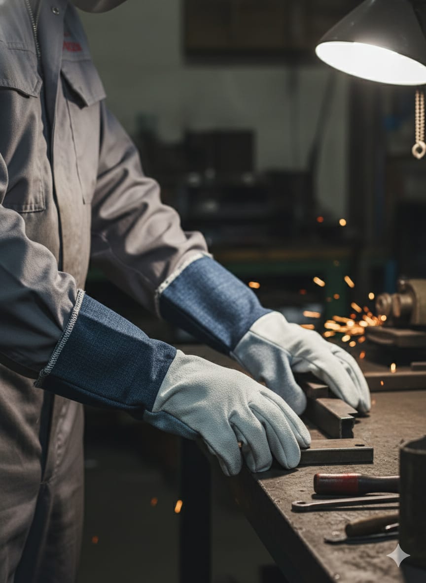 Jeans Gloves with Leather Palm