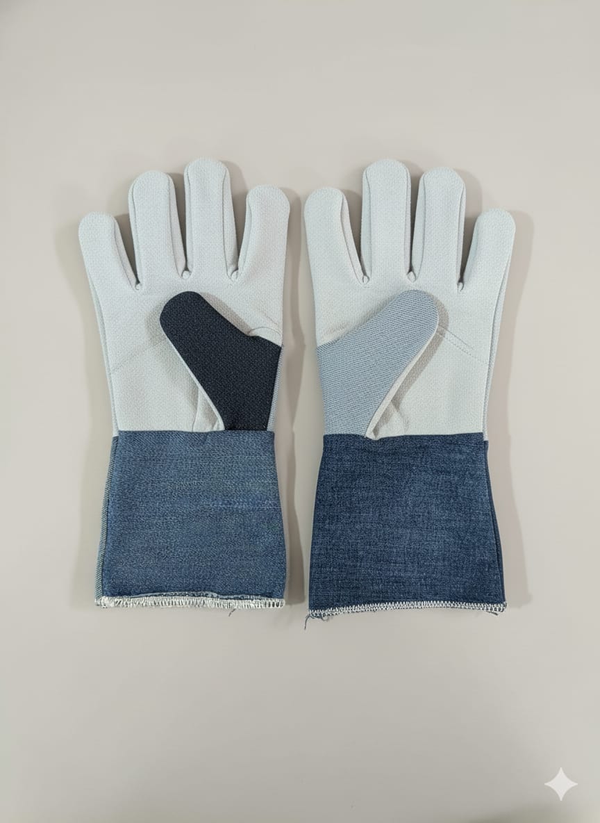 Jeans Gloves with Leather Palm